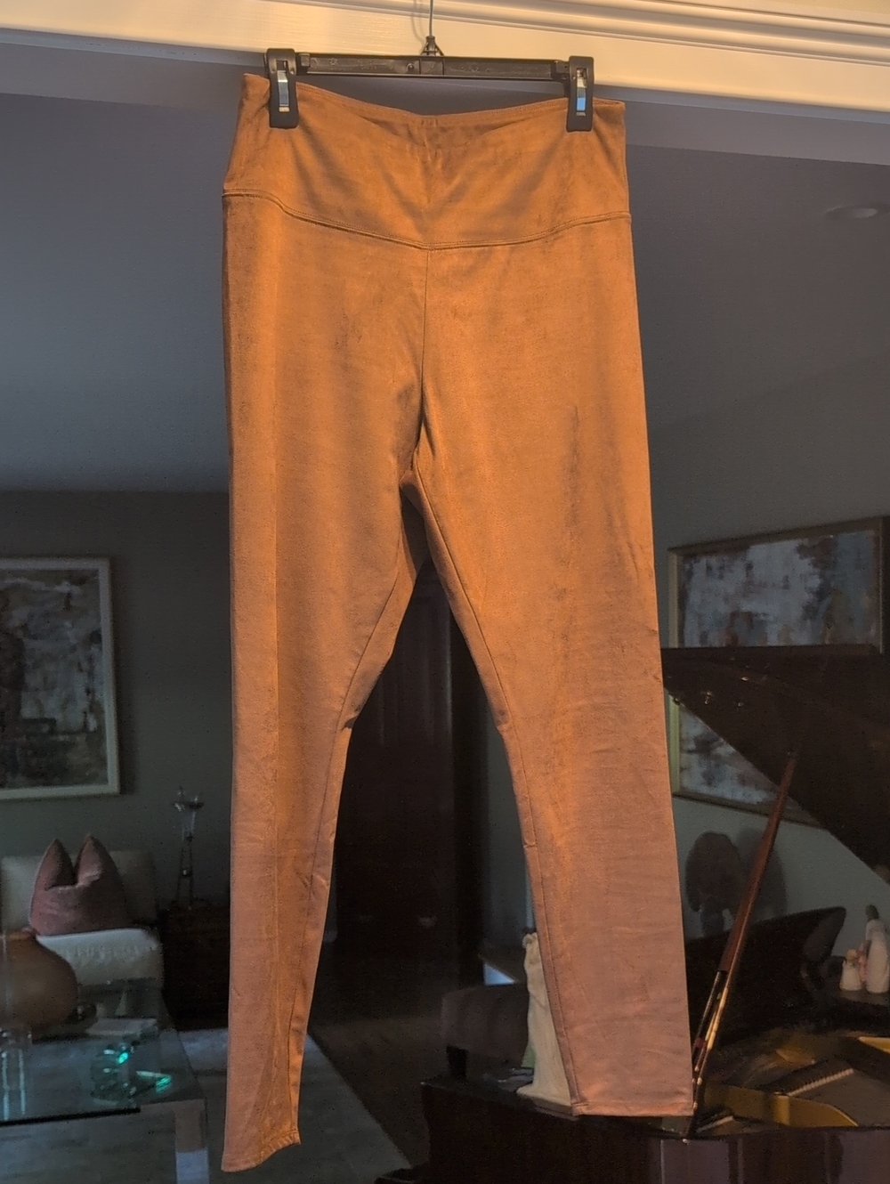 Soft Surroundings Size Small High-Waist Faux-Suede Leggings in Cognac